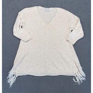 Boho Tunic Length Sweater American Rag Women L Cream Beachy Resort Coastal